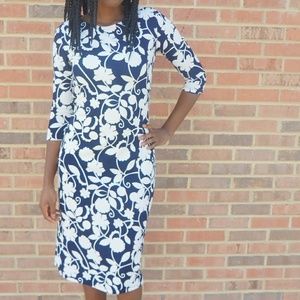Navy & White Floral Dress